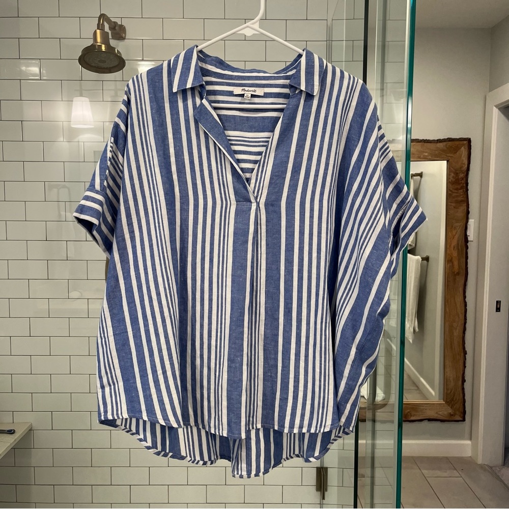 Madewell Size XL Blue/White Top